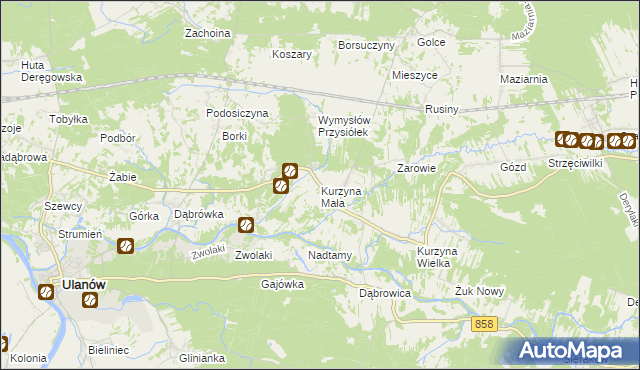 mapa Kurzyna Mała, Kurzyna Mała na mapie Targeo