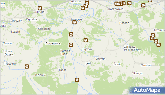 mapa Łączka gmina Kotuń, Łączka gmina Kotuń na mapie Targeo