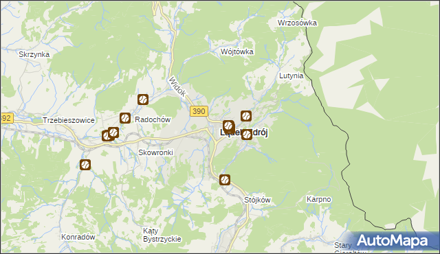 mapa Lądek-Zdrój, Lądek-Zdrój na mapie Targeo