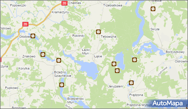 mapa Łąkie gmina Lipnica, Łąkie gmina Lipnica na mapie Targeo