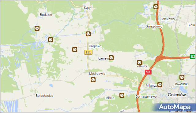 mapa Łaniewo gmina Goleniów, Łaniewo gmina Goleniów na mapie Targeo