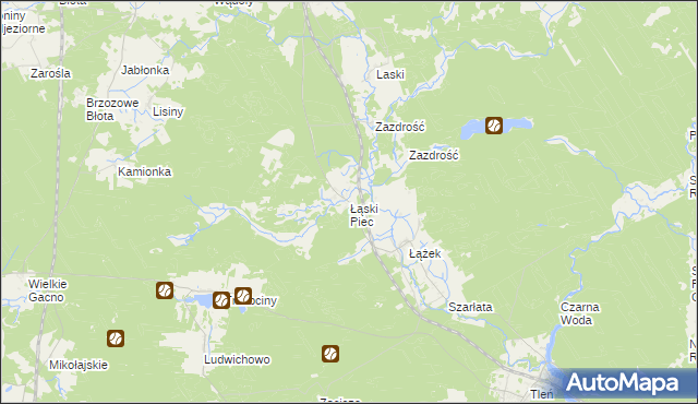 mapa Łąski Piec, Łąski Piec na mapie Targeo