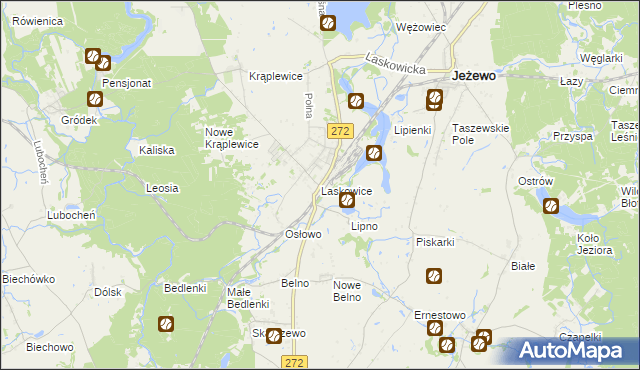 mapa Laskowice gmina Jeżewo, Laskowice gmina Jeżewo na mapie Targeo