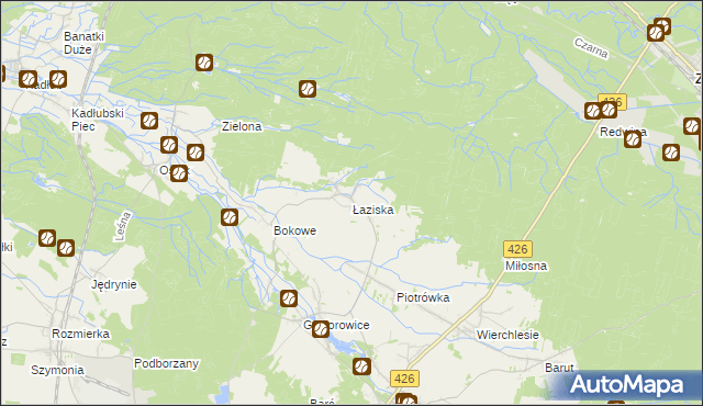 mapa Łaziska gmina Jemielnica, Łaziska gmina Jemielnica na mapie Targeo
