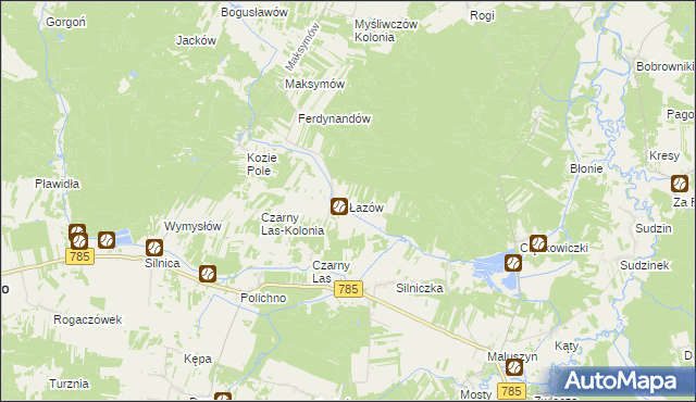 mapa Łazów gmina Żytno, Łazów gmina Żytno na mapie Targeo