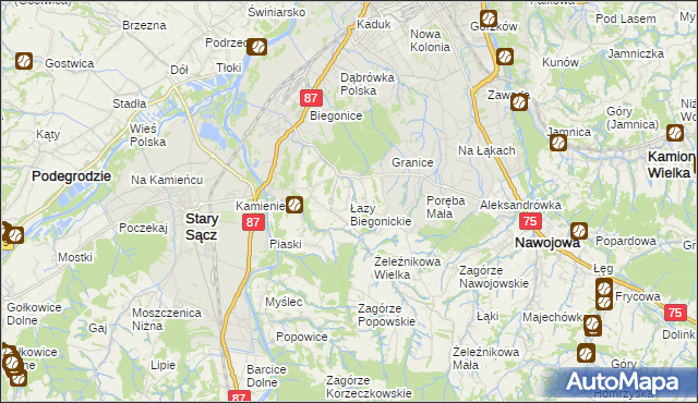 mapa Łazy Biegonickie, Łazy Biegonickie na mapie Targeo