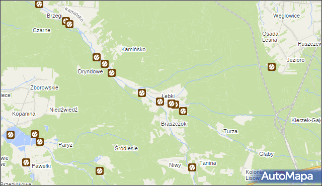 mapa Łebki gmina Herby, Łebki gmina Herby na mapie Targeo