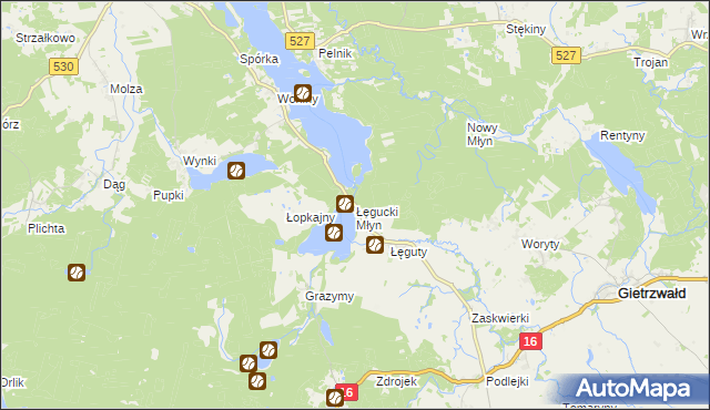 mapa Łęgucki Młyn, Łęgucki Młyn na mapie Targeo