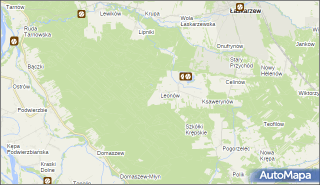 mapa Leonów gmina Maciejowice, Leonów gmina Maciejowice na mapie Targeo