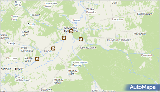 mapa Lewaszówka, Lewaszówka na mapie Targeo
