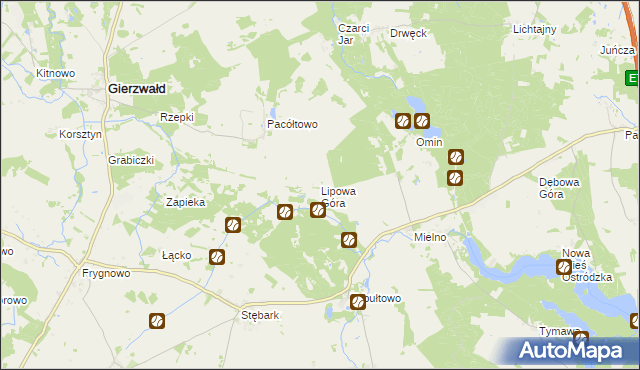 mapa Lipowa Góra gmina Grunwald, Lipowa Góra gmina Grunwald na mapie Targeo