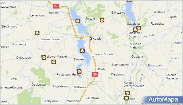 mapa Lisewo-Parcele, Lisewo-Parcele na mapie Targeo