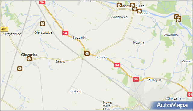 mapa Łosiów, Łosiów na mapie Targeo