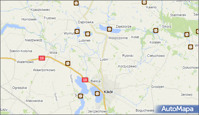 mapa Lubin gmina Kikół, Lubin gmina Kikół na mapie Targeo