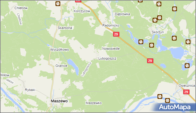 mapa Lubogoszcz gmina Maszewo, Lubogoszcz gmina Maszewo na mapie Targeo