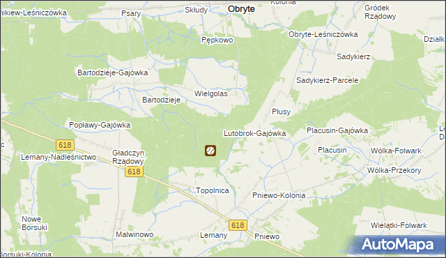 mapa Lutobrok-Gajówka, Lutobrok-Gajówka na mapie Targeo