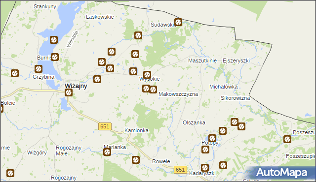 mapa Makowszczyzna gmina Wiżajny, Makowszczyzna gmina Wiżajny na mapie Targeo