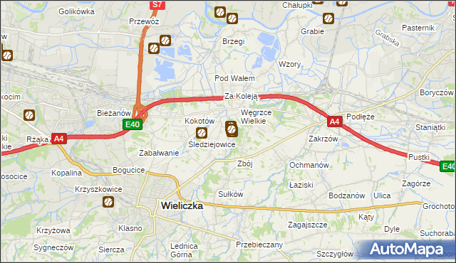 mapa Mała Wieś gmina Wieliczka, Mała Wieś gmina Wieliczka na mapie Targeo