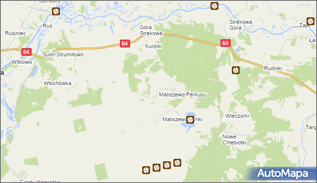 mapa Maliszewo-Perkusy, Maliszewo-Perkusy na mapie Targeo