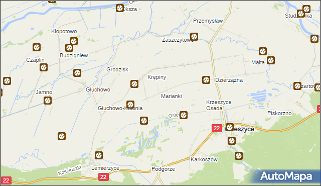 mapa Marianki gmina Krzeszyce, Marianki gmina Krzeszyce na mapie Targeo