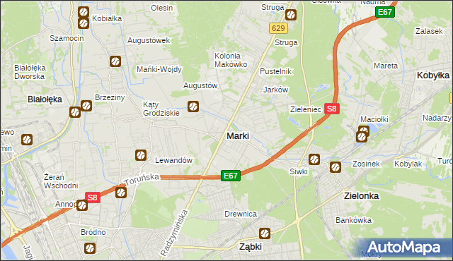 mapa Marki powiat wołomiński, Marki powiat wołomiński na mapie Targeo