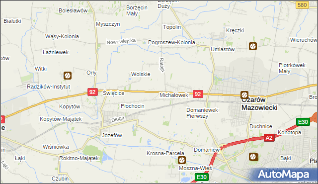mapa Michałówek gmina Ożarów Mazowiecki, Michałówek gmina Ożarów Mazowiecki na mapie Targeo