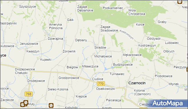 mapa Michałowice gmina Czarnocin, Michałowice gmina Czarnocin na mapie Targeo