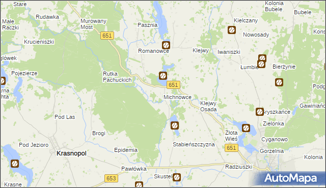 mapa Michnowce, Michnowce na mapie Targeo