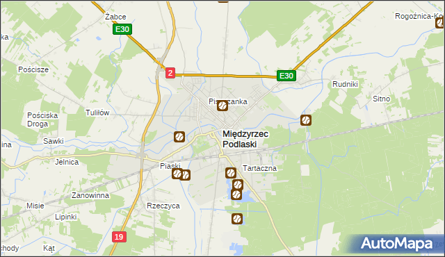 mapa Międzyrzec Podlaski, Międzyrzec Podlaski na mapie Targeo