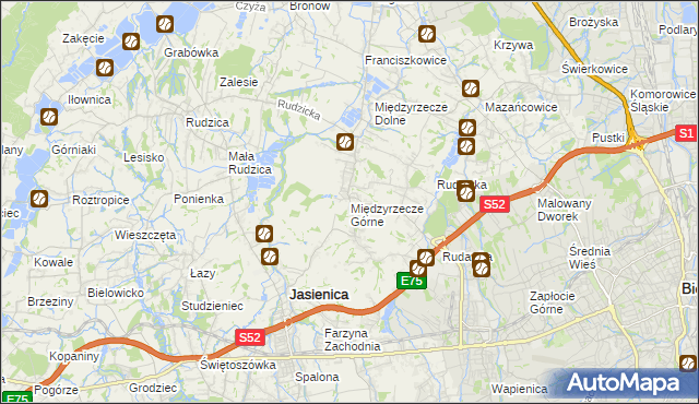 mapa Międzyrzecze Górne, Międzyrzecze Górne na mapie Targeo