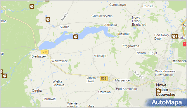 mapa Mikołajki gmina Kurzętnik, Mikołajki gmina Kurzętnik na mapie Targeo