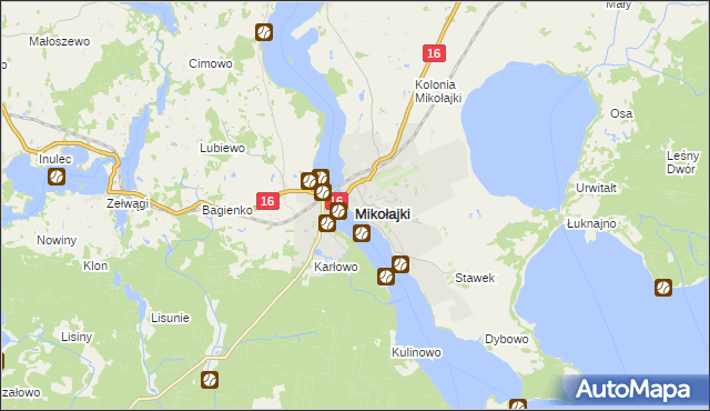 mapa Mikołajki powiat mrągowski, Mikołajki powiat mrągowski na mapie Targeo