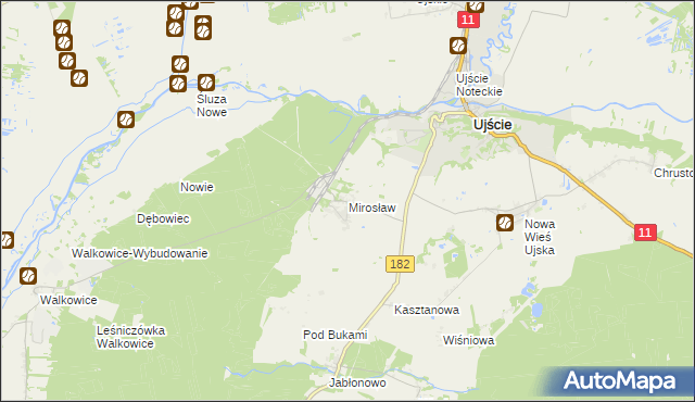 mapa Mirosław gmina Ujście, Mirosław gmina Ujście na mapie Targeo