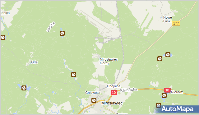 mapa Mirosławiec Górny, Mirosławiec Górny na mapie Targeo