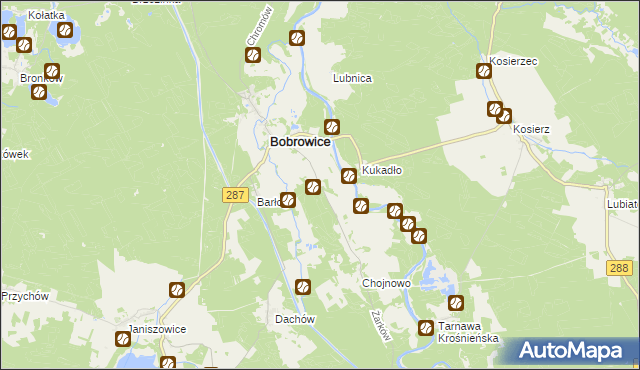 mapa Młyniec gmina Bobrowice, Młyniec gmina Bobrowice na mapie Targeo
