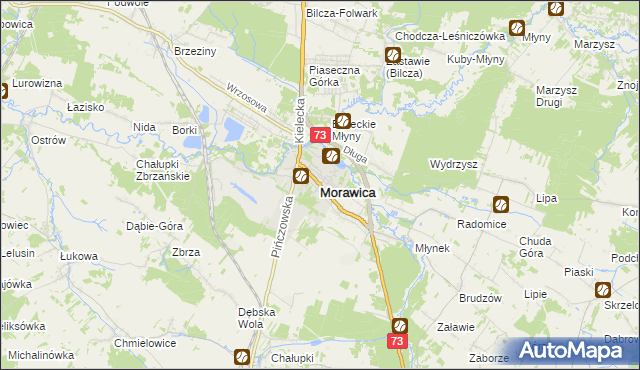 mapa Morawica powiat kielecki, Morawica powiat kielecki na mapie Targeo
