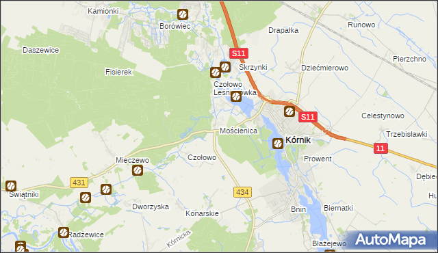 mapa Mościenica, Mościenica na mapie Targeo