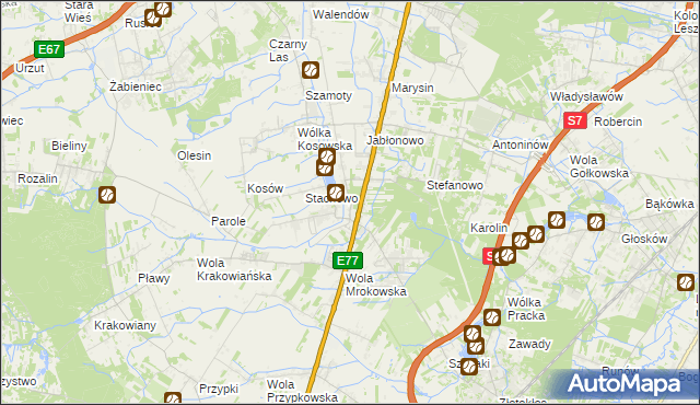 mapa Mroków gmina Lesznowola, Mroków gmina Lesznowola na mapie Targeo