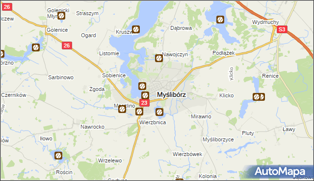 mapa Myślibórz, Myślibórz na mapie Targeo