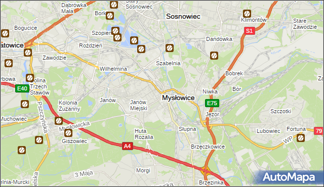 mapa Mysłowice, Mysłowice na mapie Targeo