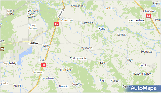 mapa Myszadła, Myszadła na mapie Targeo