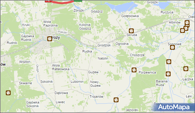mapa Natolin gmina Mrozy, Natolin gmina Mrozy na mapie Targeo