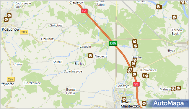 mapa Nieciecz gmina Nowe Miasteczko, Nieciecz gmina Nowe Miasteczko na mapie Targeo