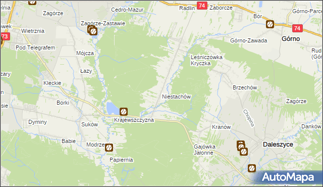 mapa Niestachów gmina Daleszyce, Niestachów gmina Daleszyce na mapie Targeo