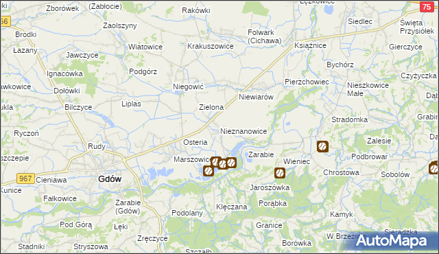 mapa Nieznanowice gmina Gdów, Nieznanowice gmina Gdów na mapie Targeo