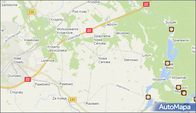 mapa Nowa Cerkiew gmina Chojnice, Nowa Cerkiew gmina Chojnice na mapie Targeo