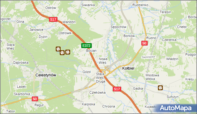 mapa Nowa Wieś gmina Kołbiel, Nowa Wieś gmina Kołbiel na mapie Targeo