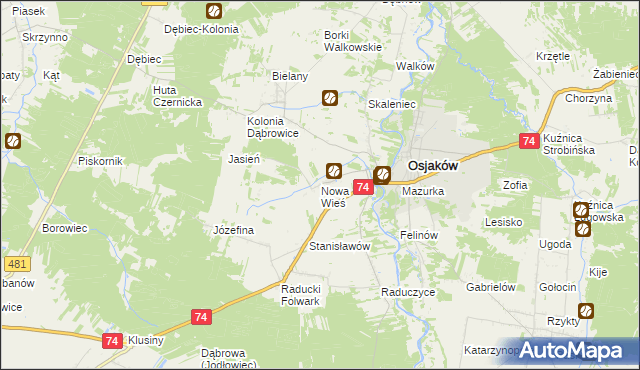 mapa Nowa Wieś gmina Osjaków, Nowa Wieś gmina Osjaków na mapie Targeo