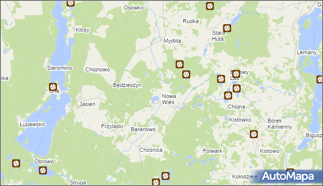 mapa Nowa Wieś gmina Parchowo, Nowa Wieś gmina Parchowo na mapie Targeo