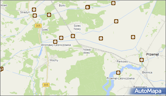 mapa Nowa Wieś gmina Przemęt, Nowa Wieś gmina Przemęt na mapie Targeo